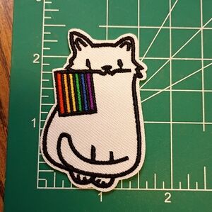 2/$10 Cute Cat Patch with Rainbow Pride Flag